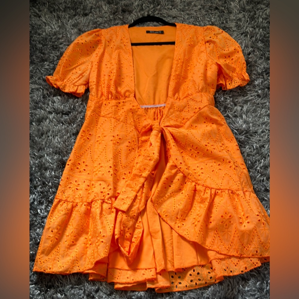 simple dress orange color and size M
